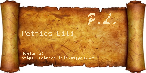 Petrics Lili névjegykártya